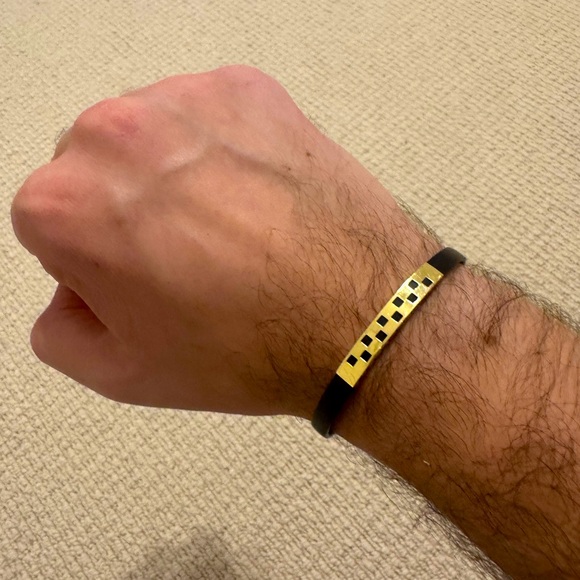 Gold and Rubber Men Bracelet - Picture 1 of 2